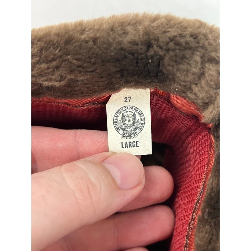 Vtg Large Country Gentleman Winter Faux Fur Trapper Ushanka Hat W/ Ear Coverings